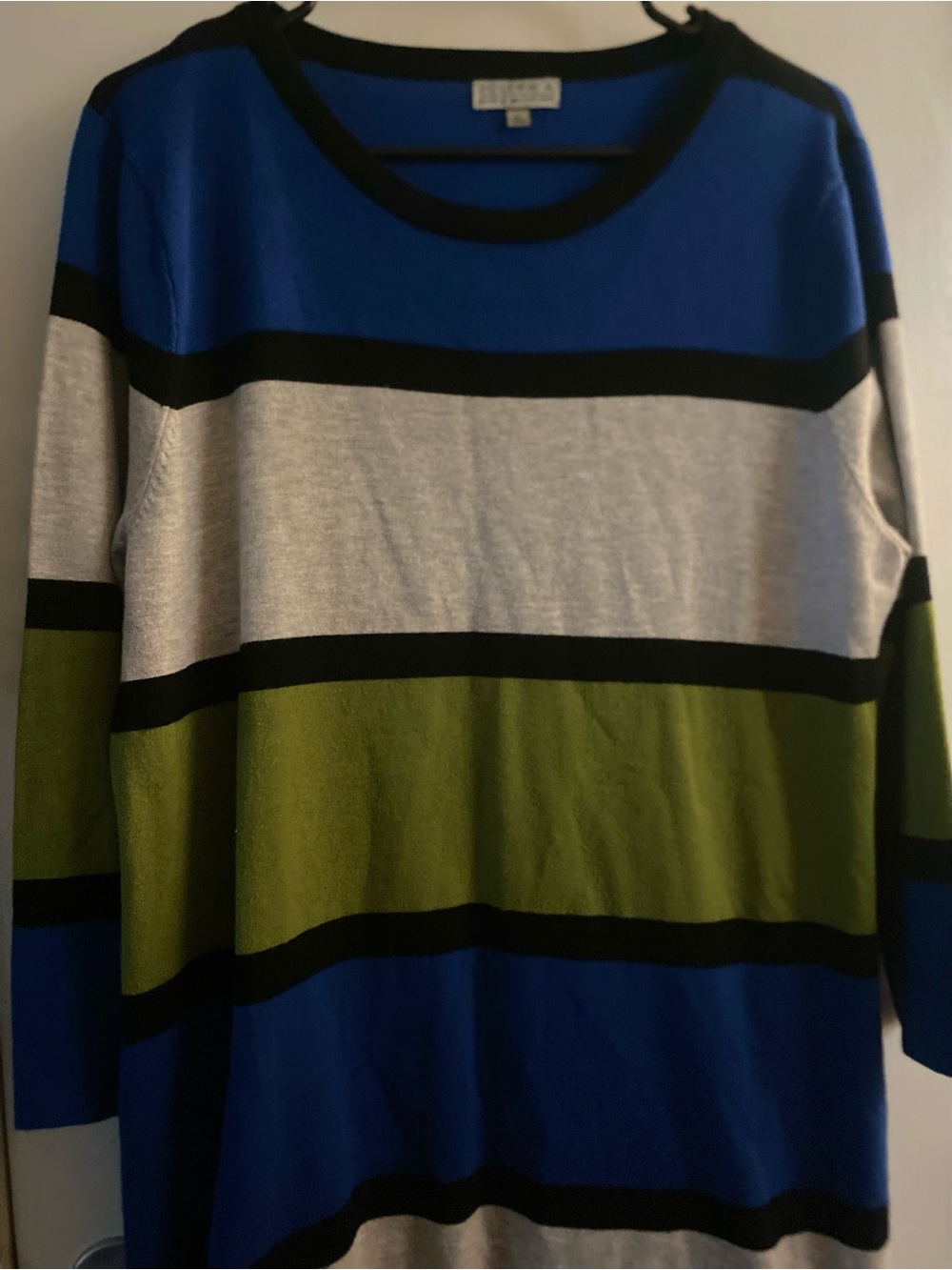 John Ashford Crewneck Sweater in Blue, Olive & Gray